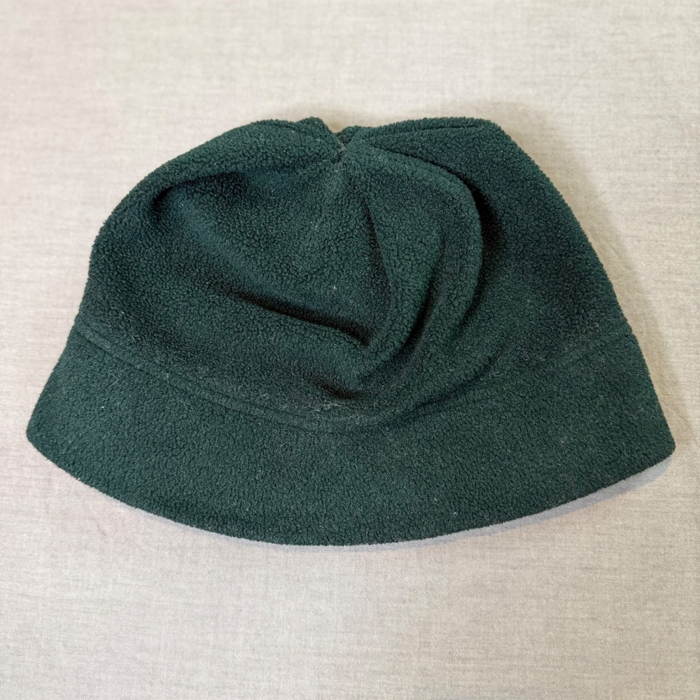 LL Bean Vintage Fleece Beanie Hat Hunter Green Made in USA One Size Vintage